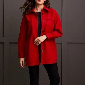 NWT Tribal Blanket Stitch Shacket Shirt Top Red Medium XL